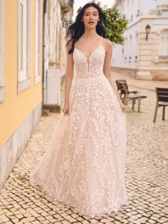 Maggie Sottero EDWINA 23MS617A01 #1 Ivory over Misty Mauve (gown with Natural Illusion) thumbnail