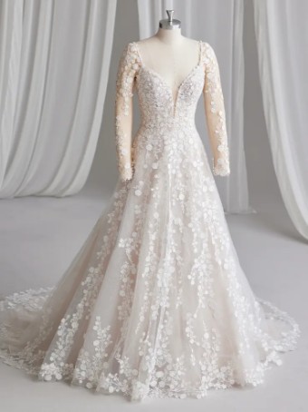 Maggie Sottero EDWINA 23MS617A01 #3 Ivory over Misty Mauve (gown with Natural Illusion) thumbnail