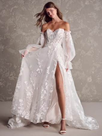 Maggie Sottero SUTTON (24SS203A01) #3 Ivory over Soft Pearl (gown with Ivory Illusion) thumbnail