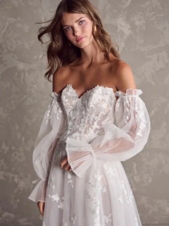 Maggie Sottero SUTTON (24SS203A01) #2 Ivory over Soft Pearl (gown with Ivory Illusion) thumbnail
