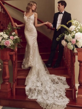 Maggie Sottero ADRIAN (25SS272A01 - Unlined Bodice, Chantilly Lace and Glitter Tulle) #1 Ivory (gown with Ivory Illusion) thumbnail