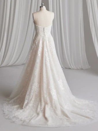 Maggie Sottero CHELSEA (23MS683A01 - Patterned glitter tulle with embellished motifs) #2 Ivory over Blush (gown with Natural Illusion) thumbnail