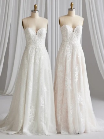 Maggie Sottero CHELSEA (23MS683A01 - Patterned glitter tulle with embellished motifs) #4 default Ivory over Blush (gown with Natural Illusion) thumbnail