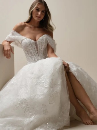 Maggie Sottero SKYLAR (25MS283A01 - Unlined bodice; Plunge, Glitter tulle) #2 All Ivory (gown with Ivory Illusion) thumbnail