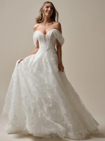 Maggie Sottero SKYLAR (25MS283A01 - Unlined bodice; Plunge, Glitter tulle) #3 All Ivory (gown with Ivory Illusion) thumbnail