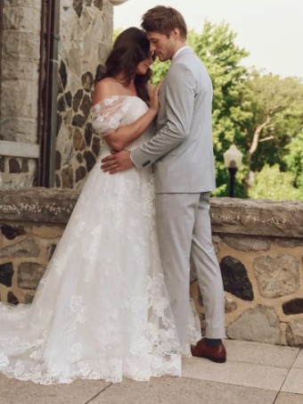 Maggie Sottero SKYLAR (25MS283A01 - Unlined bodice; Plunge, Glitter tulle) #1 All Ivory (gown with Ivory Illusion) thumbnail
