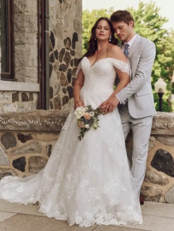 Maggie Sottero SKYLAR (25MS283A01 - Unlined bodice; Plunge, Glitter tulle) #0 default All Ivory (gown with Ivory Illusion) thumbnail
