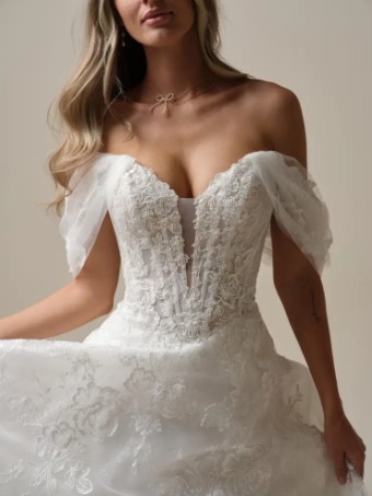 Maggie Sottero SKYLAR (25MS283A01 - Unlined bodice; Plunge, Glitter tulle) #4 default All Ivory (gown with Ivory Illusion) thumbnail