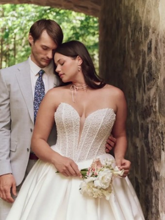 Maggie Sottero TINA (25MS261A01 - Plunge) #0 default Ivory (gown with Natural Illusion) thumbnail