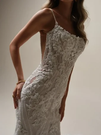 Maggie Sottero LINA (25SS297A01 - Unlined bodice, Chantilly lace and glitter tulle) #1 Ivory/Soft Pearl thumbnail