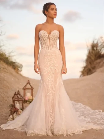 Maggie Sottero BENJIE ROYALE (25MB841A02 - Unlined Bodice, Glitter Tulle 3) #0 default All Ivory (gown with Ivory Illusion) thumbnail