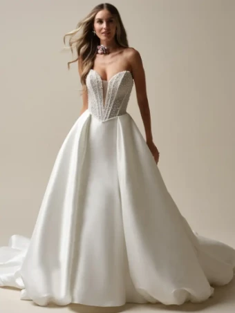 Maggie Sottero TINA MARIE (25MS308A01 - Plunge) #2 Ivory (gown with Natural Illusion) thumbnail