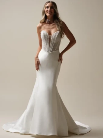 Maggie Sottero TINA MARIE (25MS308A01 - Plunge) #0 default Ivory (gown with Natural Illusion) thumbnail