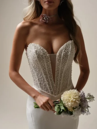 Maggie Sottero TINA MARIE (25MS308A01 - Plunge) #1 Ivory (gown with Natural Illusion) thumbnail