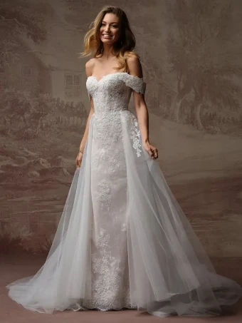 Maggie Sottero ESMERALDA LANE (F6RK051A01 - Unlined bodice, Attached straps, Sequin tulle) #0 default All Ivory (gown with Ivory Illusion) thumbnail