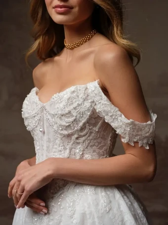 Maggie Sottero RYLAND (F6MK055A01 - Unlined bodice, Sparkle tulle) #3 All Ivory (gown with Ivory Illusion) thumbnail